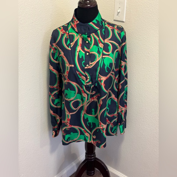 Sail to Sable Tops - STS Sail to Sable Equestrian Tunic Blouse Silk Blend Popover Top  Navy M $168